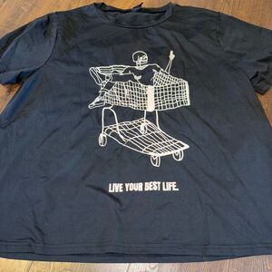 Romwe Graphic Tee “Live Your Best Life” Skeleton Cart – 1XL